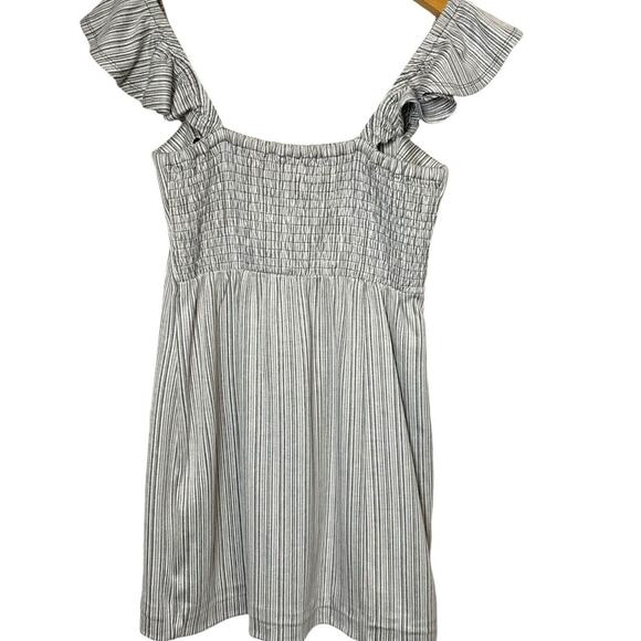 MPC Mini Dress Women's Size Small Striped Button Coquette Striped Flutter Sleeve - Picture 2 of 5